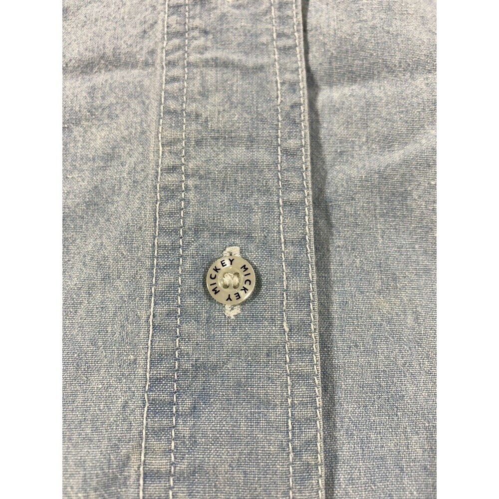 Disney Jerry Leigh Womens Small Blue Denim Button Up Long Sleeve Shirt Mickey - Picture 7 of 12